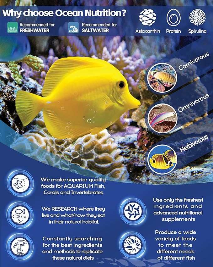 Ocean Nutrition Fish Food - Tropical Fish Food, Soft Moist Sinking Pellets, High Protein(41%) Guppy Fish Food, Fish Food Flakes Alternative, 7 oz (200 g), Small Pellet