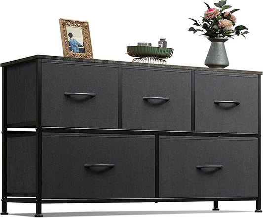 WLIVE Dresser for Bedroom with 5 Drawers, Wide Chest of Drawers, Fabric Dresser