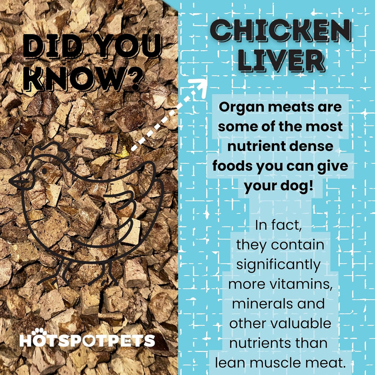 hotspot pets Freeze Dried Chicken Liver Treats for Cats & Dogs -1LB Big Bag-Made in USA- Single Ingredient All Natural, Grain-Free - Perfect for Training, Food Topper or Snack