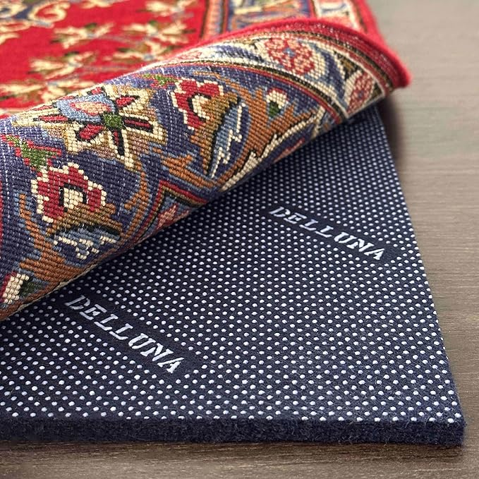 DELLUNA Non-Slip Area Rug Pad 3/8" Thick 2'x8' Double Side Rubber + Felt, Premium Deluxe Cushioned- Safe for All Floors, Adds Comfort and Protection, Ultra Strong Grip, Stop Rug from Moving.