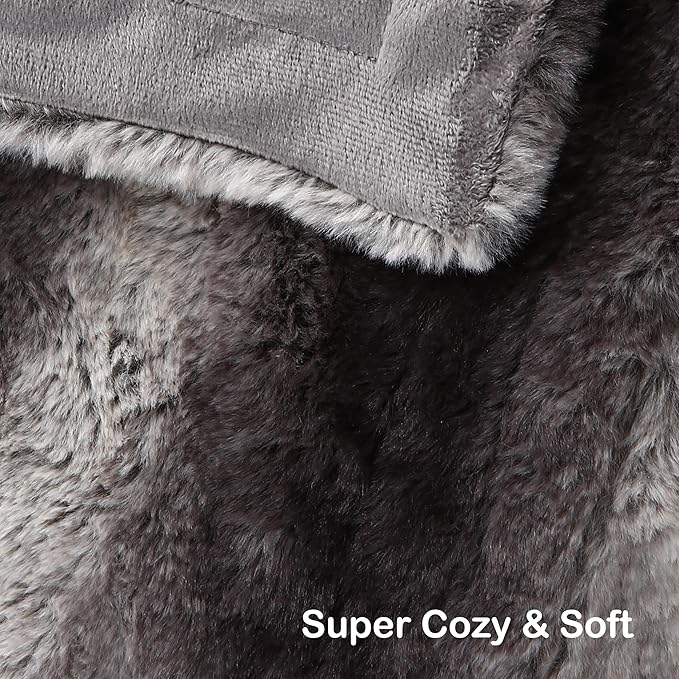 Electric Heated Blanket Throw Size 50"x60", Fast Heating Throw, Plush Faux Fur