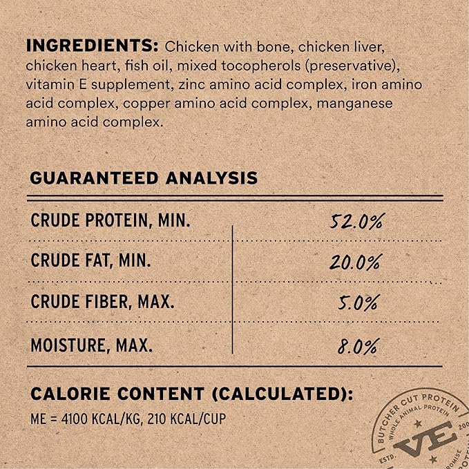 Vital Essentials Freeze-Dried Raw Chicken Meal or Mixer Cat Food Crunchy Nibs, 8 oz
