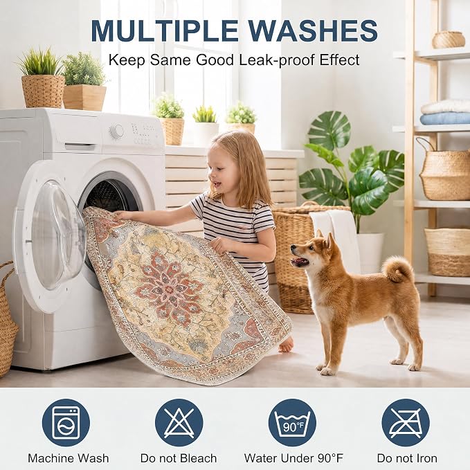 Washable Pee Pads for Dogs,Great Urine Absorbent Reusable Puppy Training Pads,Waterproof,Leak-Proof & Non-Slip Potty Pads for Whelping,Crate,Playpen,Bed.(Orange Amber Floral,31"x36")