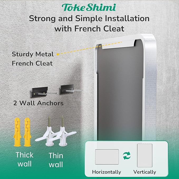 TokeShimi 30 x 30 Brushed Nickel Bathroom Mirror, Nickel Vanity Mirror