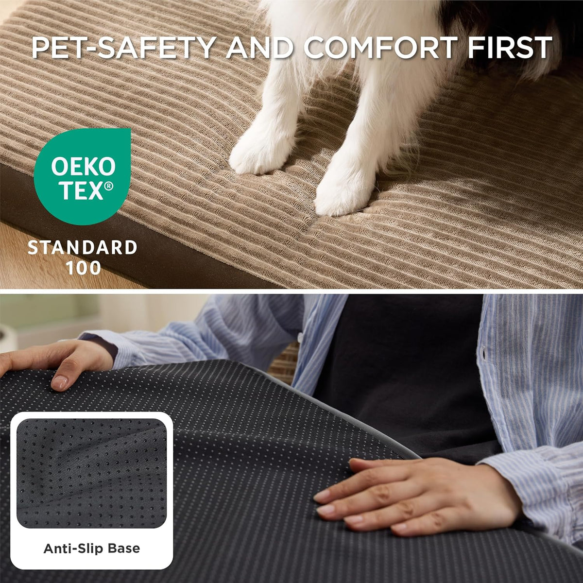 Bedsure XL Dog Bed for Crate - Large Orthopedic Pet Beds with Removable Machine Washable Cover, Egg Crate Foam Puppy Pad, Suitable for Pet Up to 80 lbs, 41"x27"
