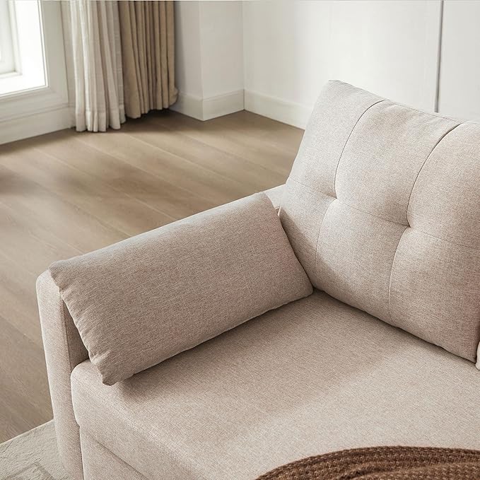 101" Convertible Sectional Sofa, Modern Linen Fabric U-Shaped Couch with 2 Storage Ottomans and Storage Pocket, 4 Seat Sofa Couches for Living Room, Apartment, Office, Beige