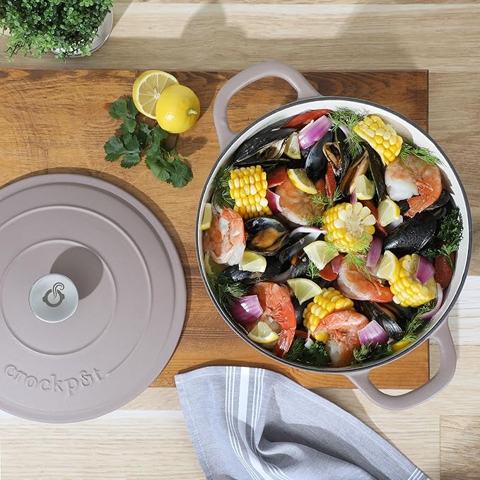 Crock Pot Artisan 7-Quart European Enameled Round Cast Iron Dutch Oven Pot
