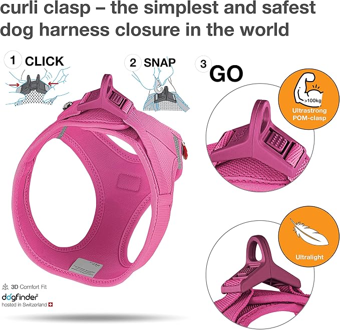 Vest Harness curli Clasp Air-Mesh Fuchsia L