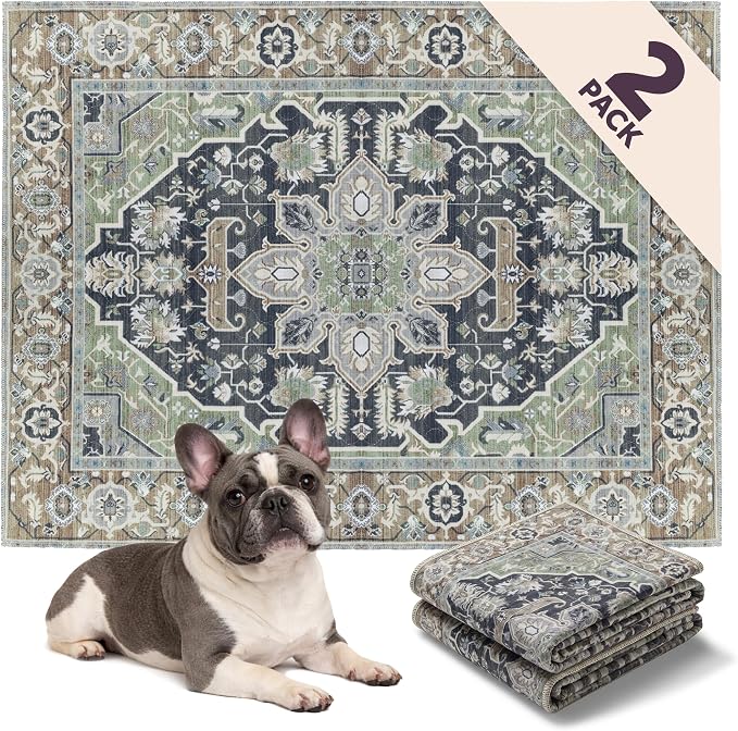 Lovewag Reusable Washable Dog Pee Pads, Sage Forest 28x41, 2 Pack | Non-slip, waterproof, absorbent dog pee pads for potty training, whelping, senior dogs, multi-pet households, easy to clean