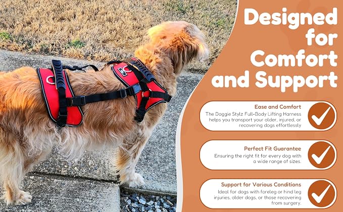 Doggie Stylz Multi-Functional Full-Body Lifting Dog Harness Vest | Designed for Front-Only, Rear-Only, Please Measure Before Ordering