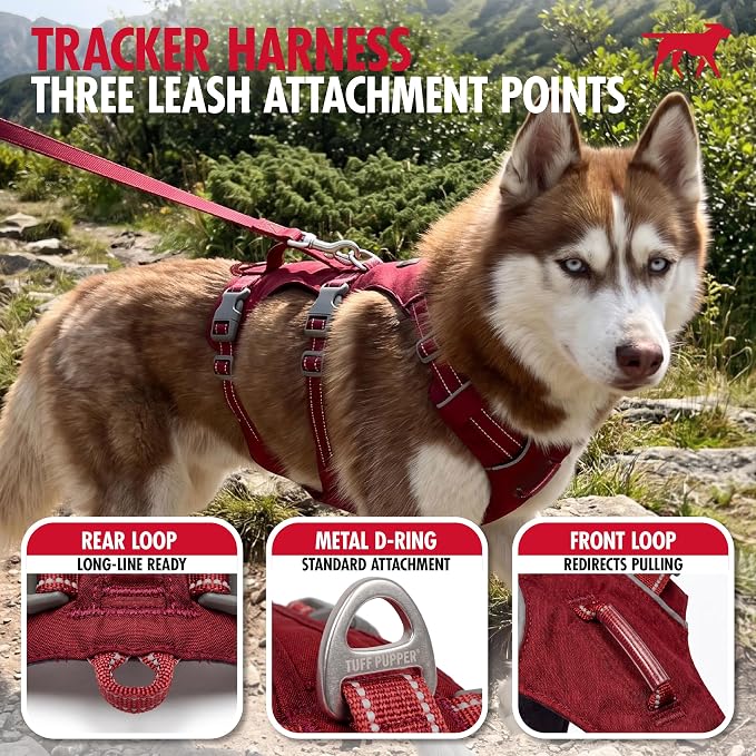 Tuff Pupper Escape Proof Dog Harness for Extra Large Dogs | No Pull Lightweight Adjustable Harness | No Escape Multifunctional Outdoor Pet Gear | Strong Durable Breathable | Secure Comfortable Fit