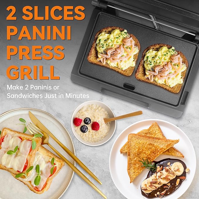 Baker's Friend Mini Panini Press Electric Griddle, 2 Slices of Panini Grill