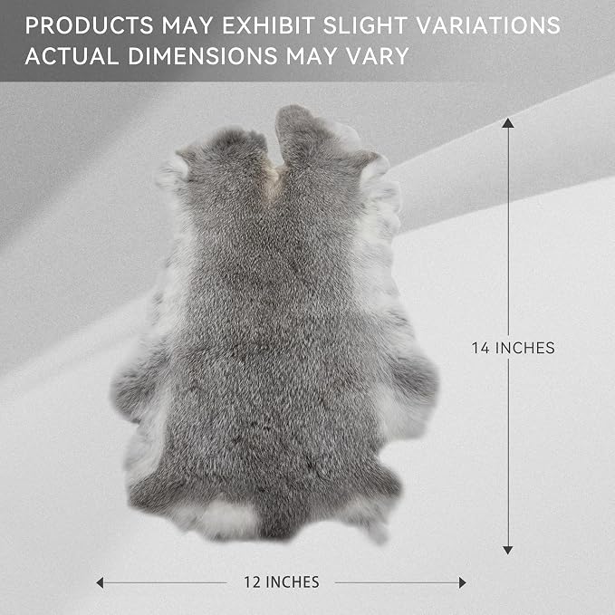 Craft Rabbit Fur Pelt Skin Genuine Tanned Animal Hide with Sewing Quality Leather 12" by 14" for Decoration DIY Crafts Cat Dog Toys Fur Fabric（8Pcs, Grey）