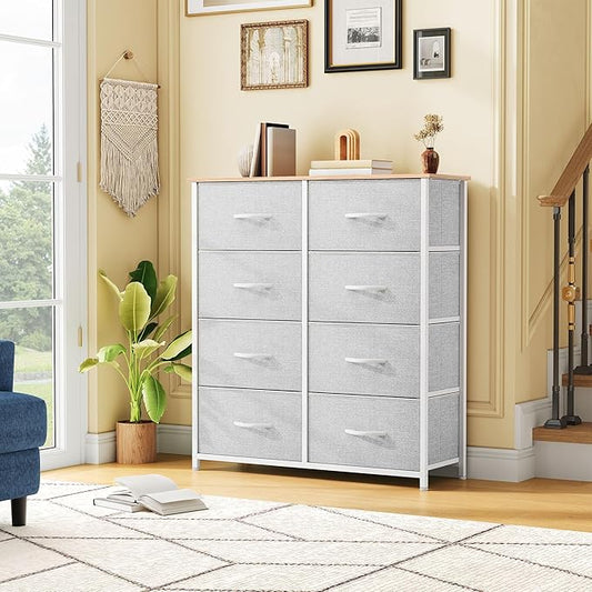 DWVO Fabric Dresser for Room, Tall Storage 8 Drawers, Storage Drawer Organizer