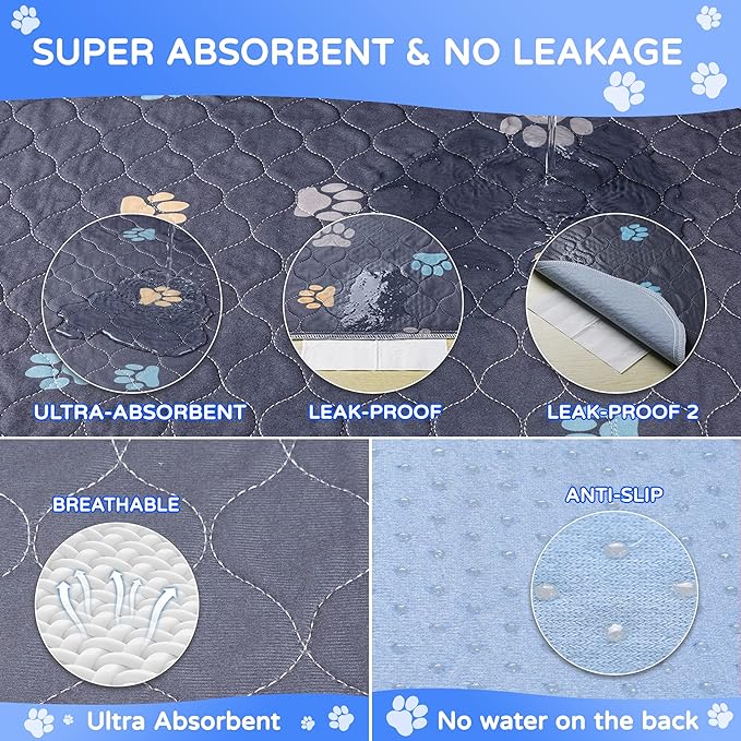 Aitmexcn Washable Puppy Dog Pee Pad, 4PCS 100% Waterproof Whelping Training Mat for Puppy/Senior Dog, Fast Drying Reusable Puppy Pads for Indoor, Outdoor and Car Travel- 18'' x 24''