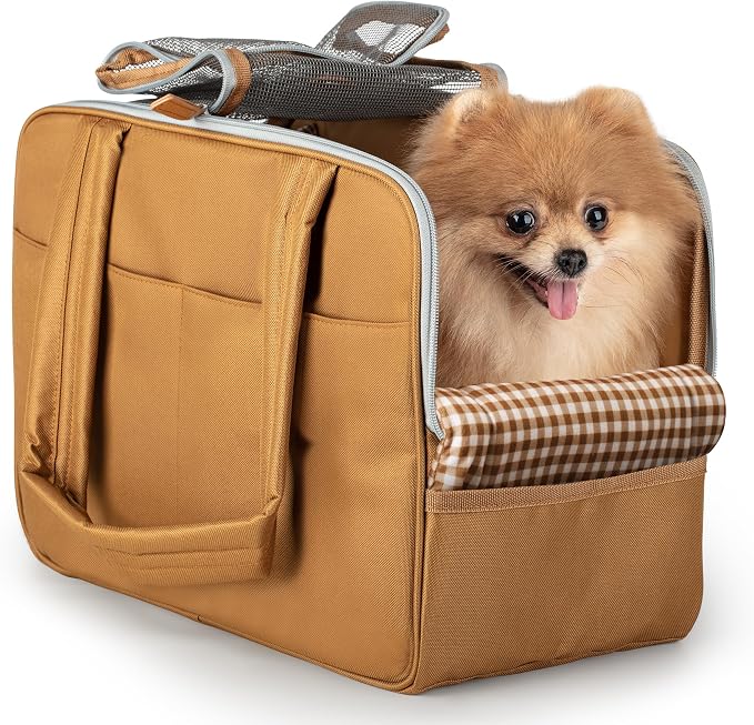 Dog Purse Carrier for Small Dogs – Cotton Padded Interior, Multiple Pockets, Breathable Mesh & Comfortable Strap – Durable Polyester Travel Bag, Lightweight Cat Carrier - Versatile Small Pet Bag