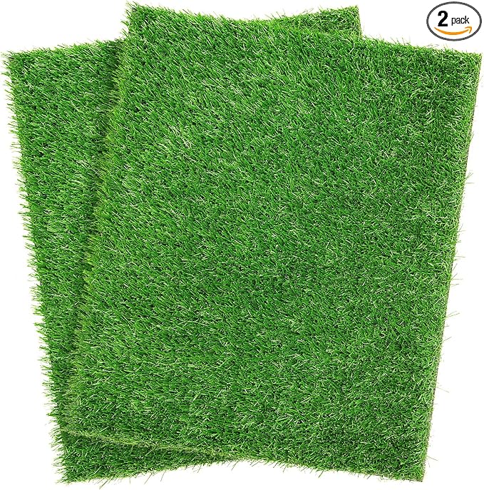 Artificial Dog Grass Pee Pad 18.75"x15" 2 Pack, Indoor Potty Training Turf | Easy to Clean, with Drainage, Reusable, Realistic, Fake Grass Mat, for Apartment, Balcony, Outddor Use