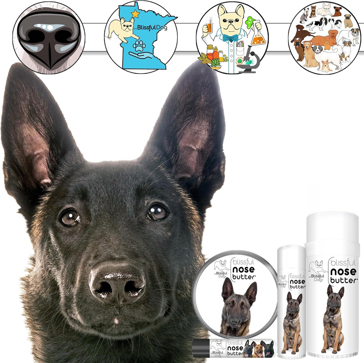 The Blissful Dog Belgian Malinois Unscented Nose Butter, 16oz