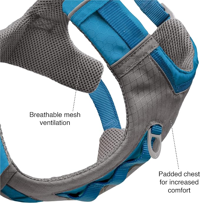 Kurgo Journey Air Dog Harness, Orange, Large | Padded Chest, Ripstop Outer & Breathable Mesh, Back Assist Handle, Rust-Free Aluminum Hardware, Reflective Trim