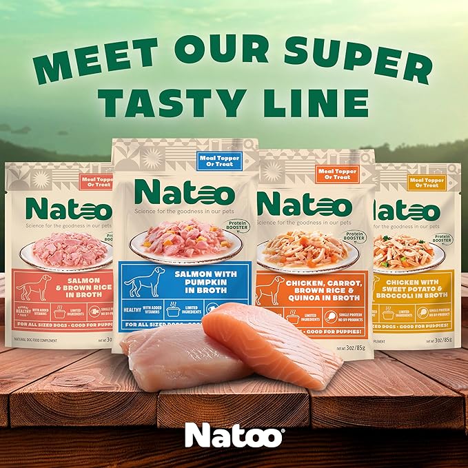 NATOO Dog Food Topper for Picky Eaters & Dog Treat (Salmon with Pumpkin), Dog Toppers for Dry Food, Wet Meal Toppers for Dogs & Puppies, Limited Ingredient Dog Food, (Case of 20) 3 oz Each