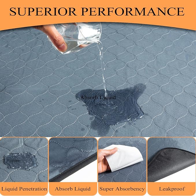 Bunlitent Extra Large Washable Pee Pads for Dogs, 82" x 102", Grey, 1 Pack | Reusable, Quick Dry, Anti-Slip, Waterproof, Whelping Pads, For Puppy, Senior Dog, Incontinence, For Dog Playpen, Crate, Car