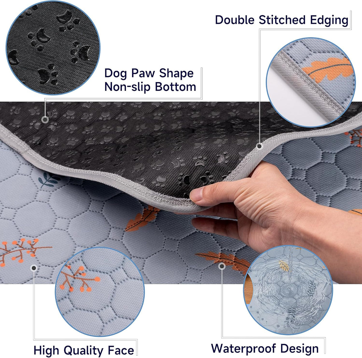 Sunheir Washable Pee Pads for Dogs 72"x72", Extra Large Reusable Puppy Pads Pet Training Pads for Dog Playpen, Waterproof Pee Pads for Puppy Playpen, Whelping Pad, Dog Playpen Indoor - Light Grey