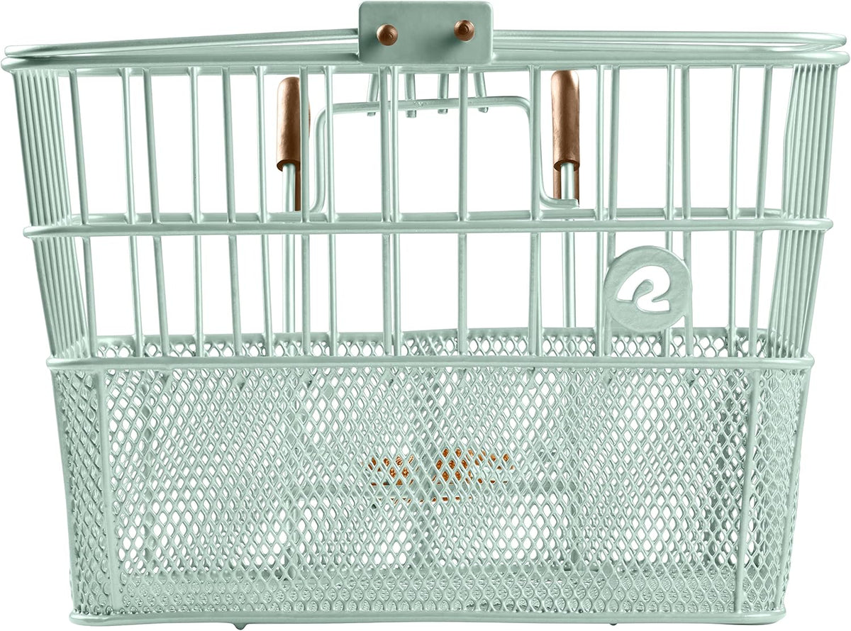 Retrospec Apollo Detachable Front Bike Basket Steel Half-Mesh with Integrated Detachable Hooks and Built-In Handle, Easy Assembly and Portability for Bicycles