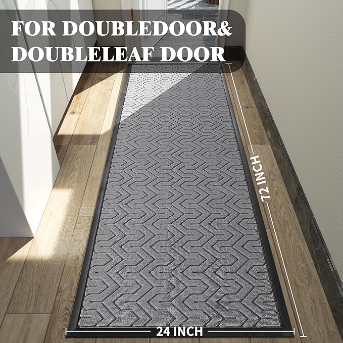 Yimobra 72x24 Indoor Outdoor Runner Rug, Heavy-Duty Entrance Mat for High Traffic Areas, Commercial Grade Welcome Door Mat, Easy Clean Grey