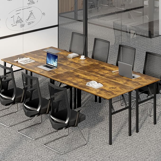 Need Home Office Desk Large Computer Desk 60 inch Sturdy Table Foldable Desk Gaming Computer Table No Assembly Required, Rustic Brown&Black Frame AC5FB(152.4 * 60)