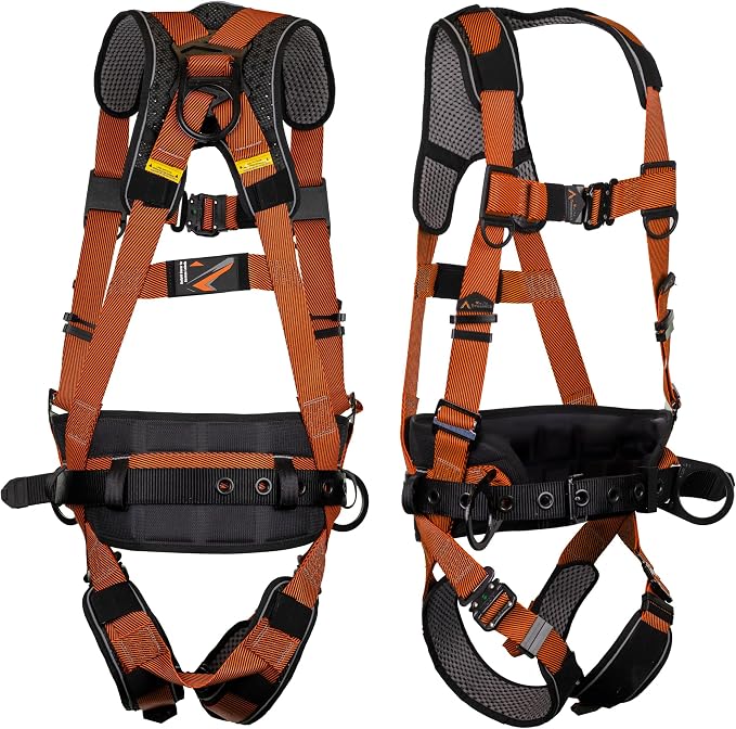 Warthog Comfort MAXX - Safety Harness for Construction – Fall Protection Equipment with Removable Belt and Lumbar Support, Side D-Rings, and Padding, OSHA & ANSI Compliant (L-XL)