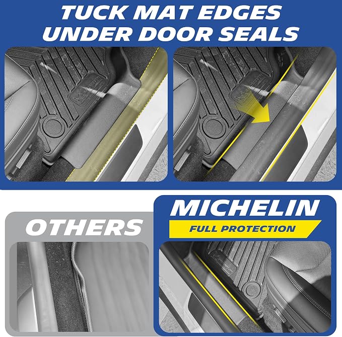 Michelin Vehicle Mat, All-Weather TPE Custom Fit Liner for Tesla Model Y 5 Seat Floor Mats 2025-2027 (12 Piece), Premier