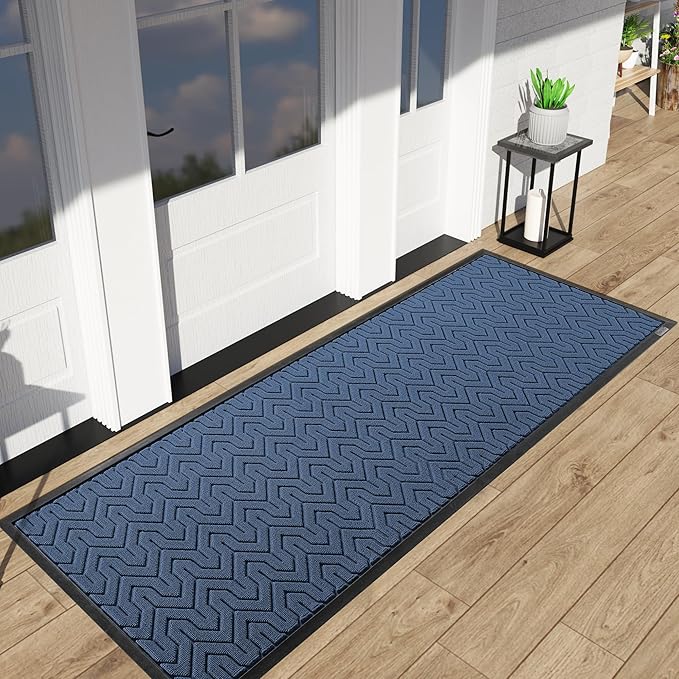 Yimobra 72x24 Indoor Outdoor Runner Rug, Heavy-Duty Entrance Mat for High Traffic Areas, Commercial Grade Welcome Door Mat, Easy Clean Blue