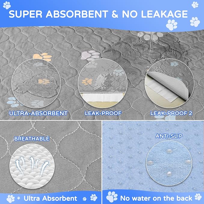 Aitmexcn Washable Pee Pads for Dogs, 2 Extra Large Puppy Pads, 72'' x 72'' | Highly Absorbent, Waterproof Layer, Machine Washable, Non-Slip Bottom, For Large Playpens and Floor Areas