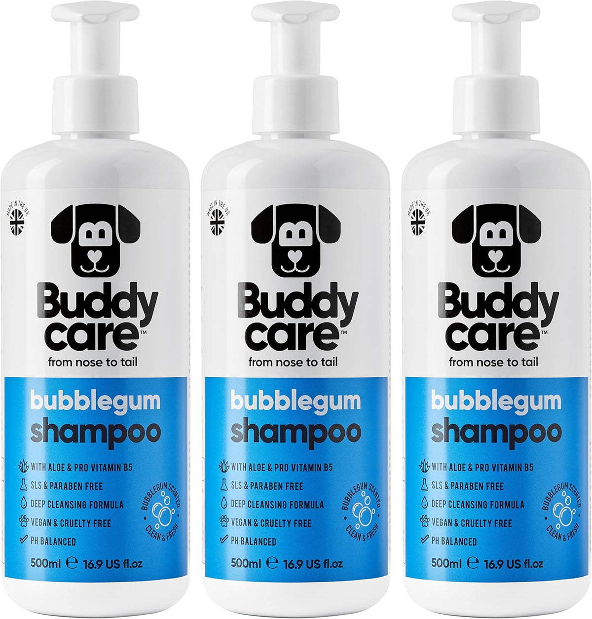 Bubblegum Dog Shampoo by Buddycare | Deep Cleansing Shampoo for Dogs | Bubblegum Scented | with Aloe Vera and Pro Vitamin B5 (50.72oz)