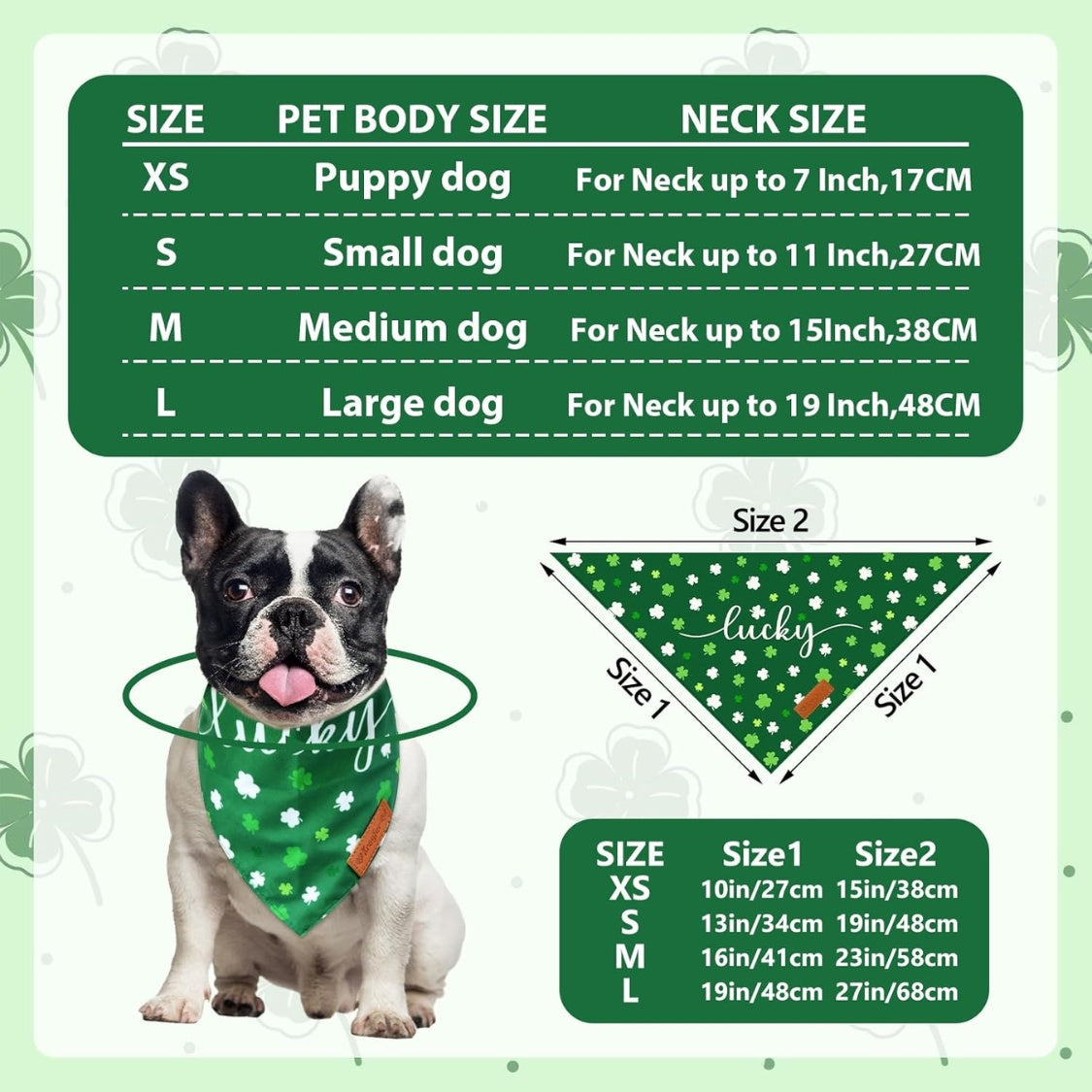 2 Pieces St. Patrick's Day Dog Bandanas, Double-Sided Reversible Triangle Scarf