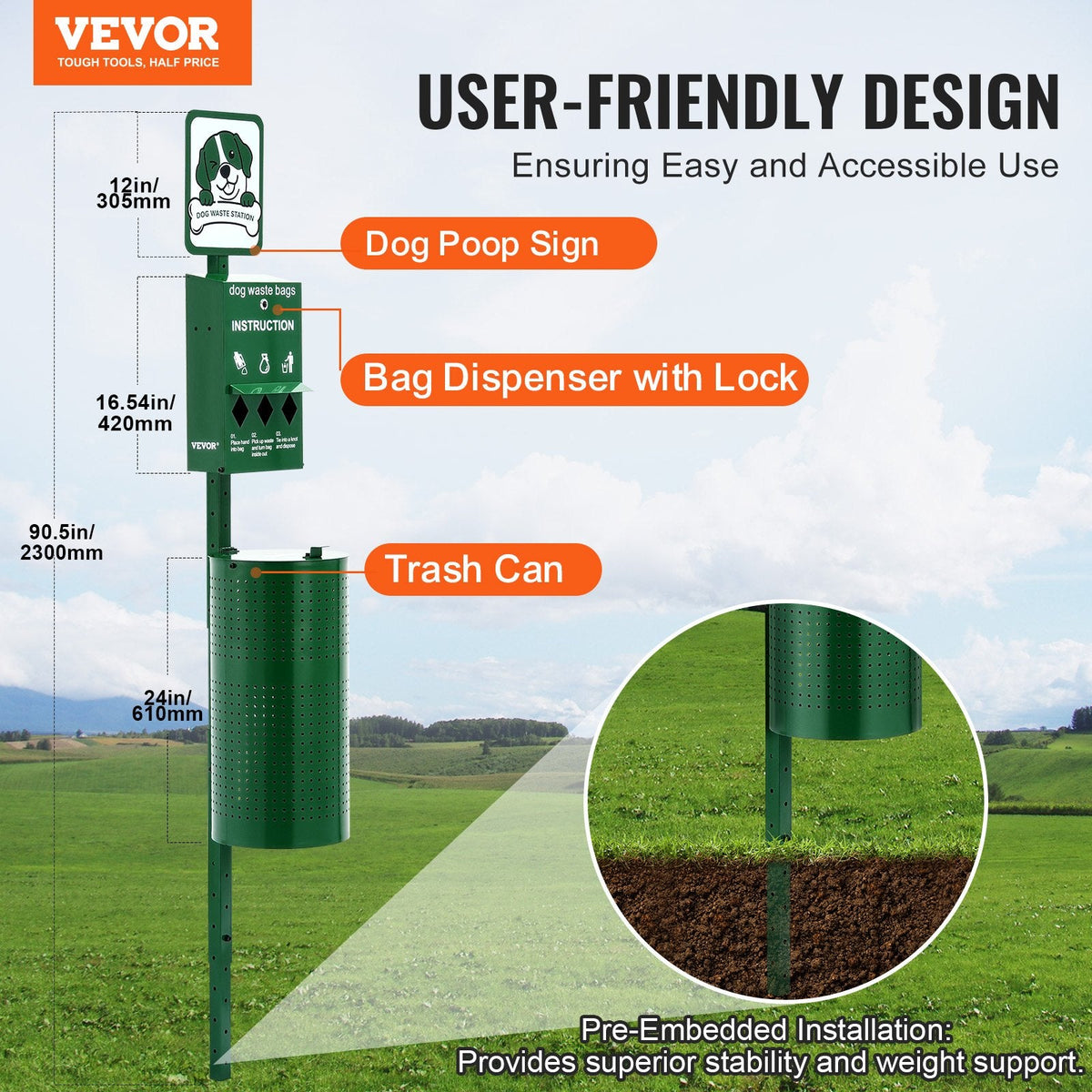 Dog Waste Station 11.5 Gallons Outdoor Dog Poop Station With 600 Bags