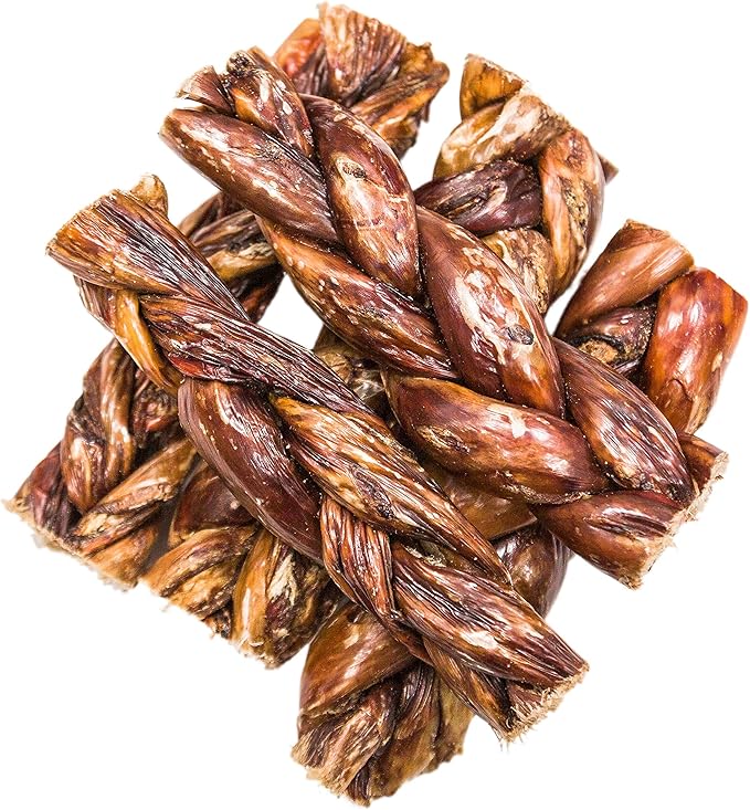hotspot pets All-Natural Braided Beef Gullet Sticks (5 Pack) Grass-Fed, 6'' Braided Esophagus Jerky Treats - Rich in Glucosamine & Chondroitin for Joint Health – Rawhide-Free Dog Chews