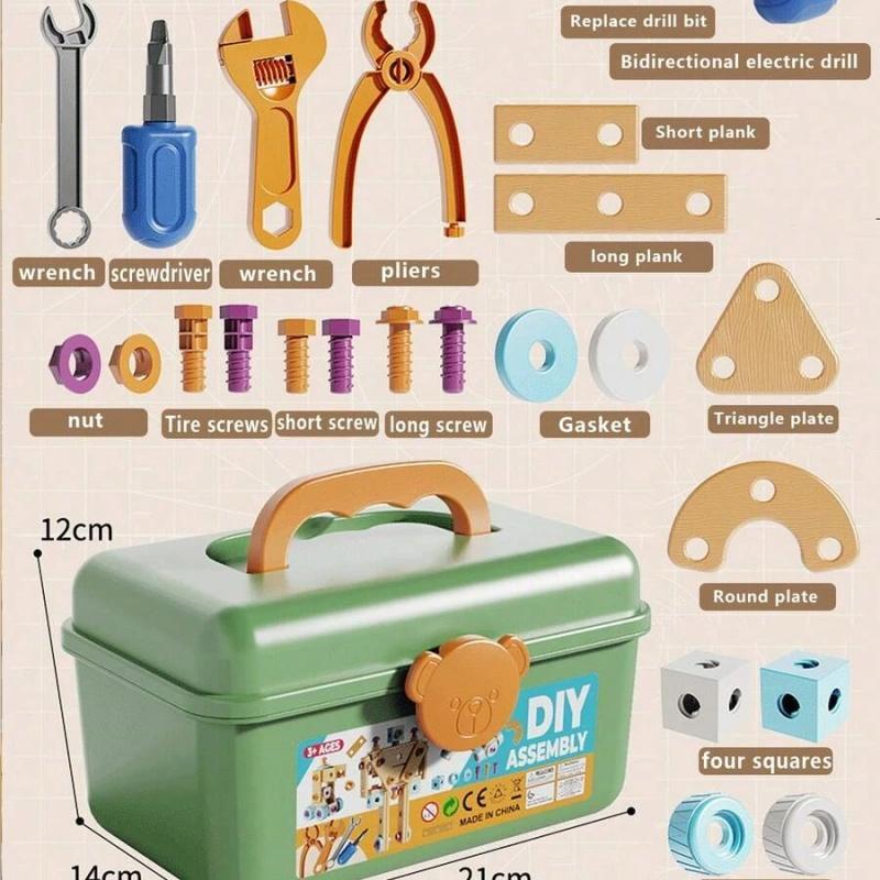 126-Piece Creative Wooden Construction & Tool Set  Early Education Pretend Play Toy