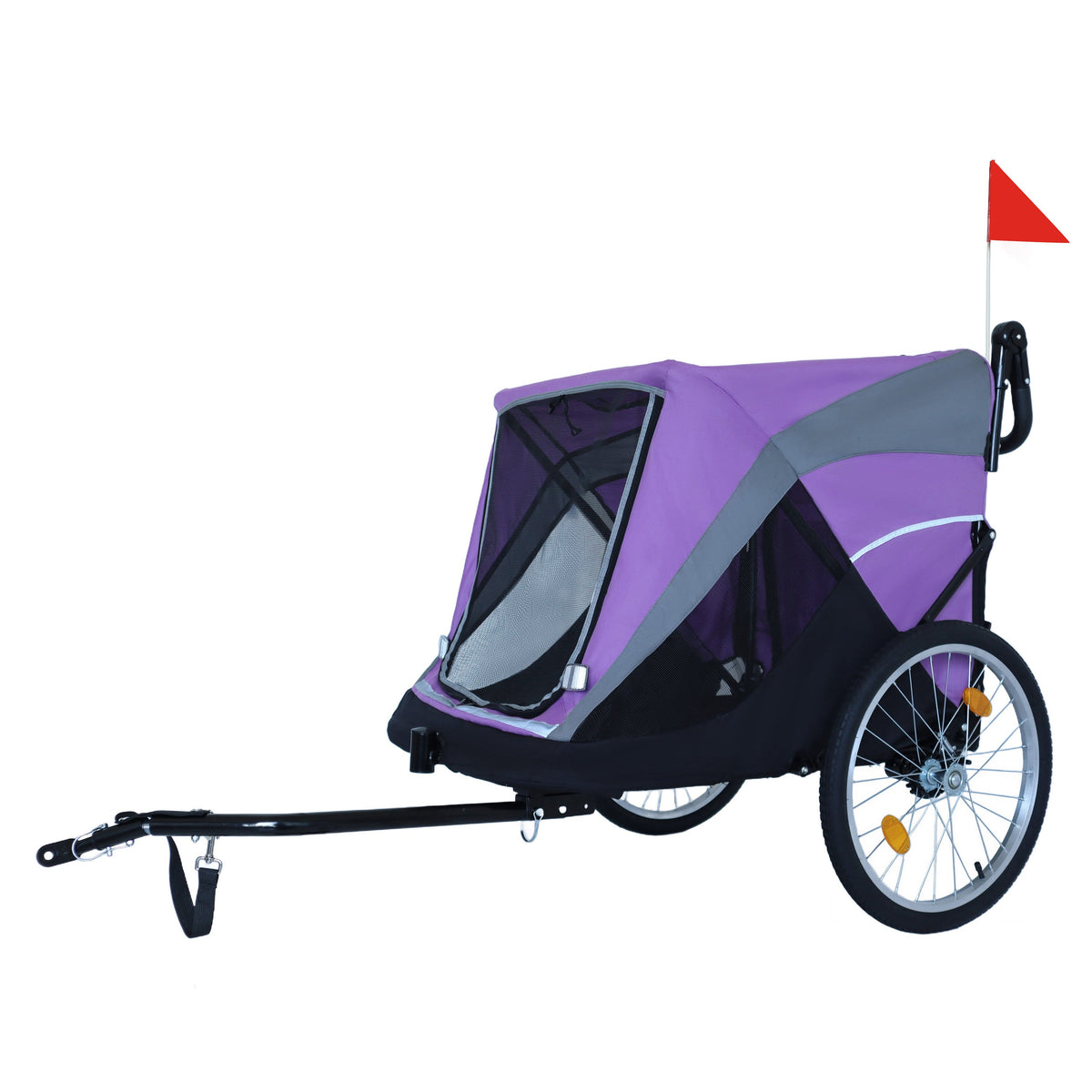 2-in-1 Bike Trailer & Push Cart for Pets - Detachable Bike Hitch & Push Handle Included - Quick Release Wheel, Internal Leash, Dual Cup Pockets and Underneath Storage Bag,  Holds Pets Up to 100 lbs