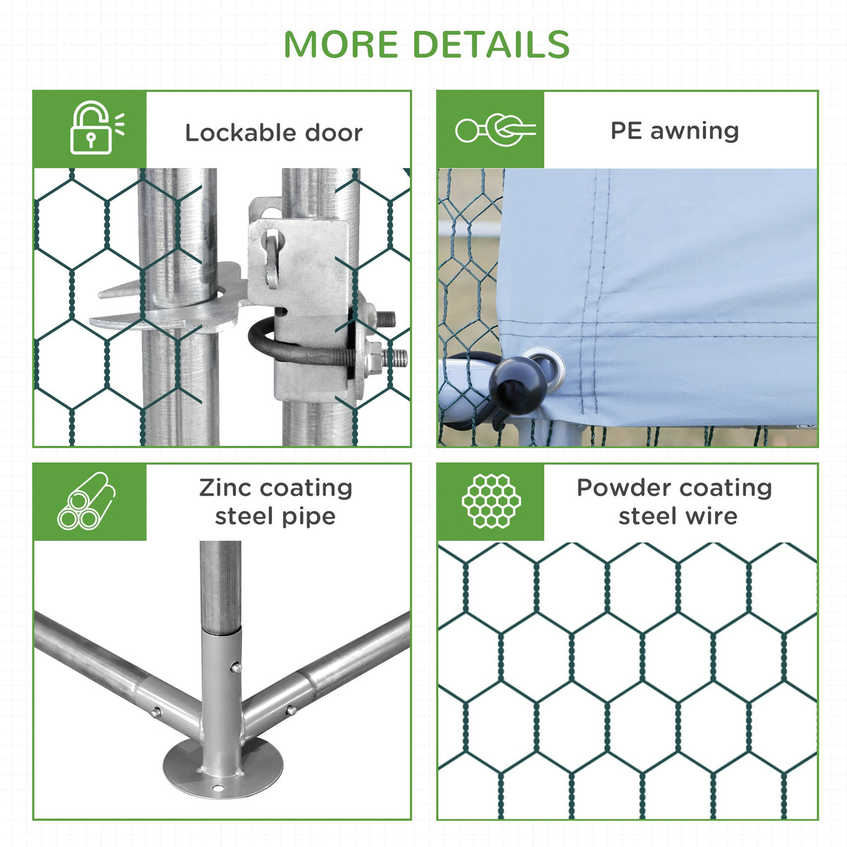Large Chicken Coop Metal Chicken Run with Waterproof and Anti-UV Cover, Spire Shaped Walk in Fence Cage Hen House for Outdoor and Yard Farm Use, 1" Tube Diameter, 9.8 x 6.6 x 6.6