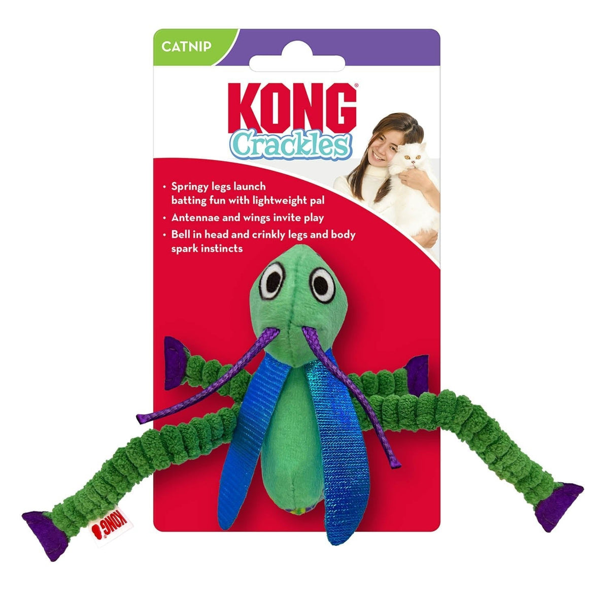 KONG Crackles Grasshopper Catnip Cat Toy