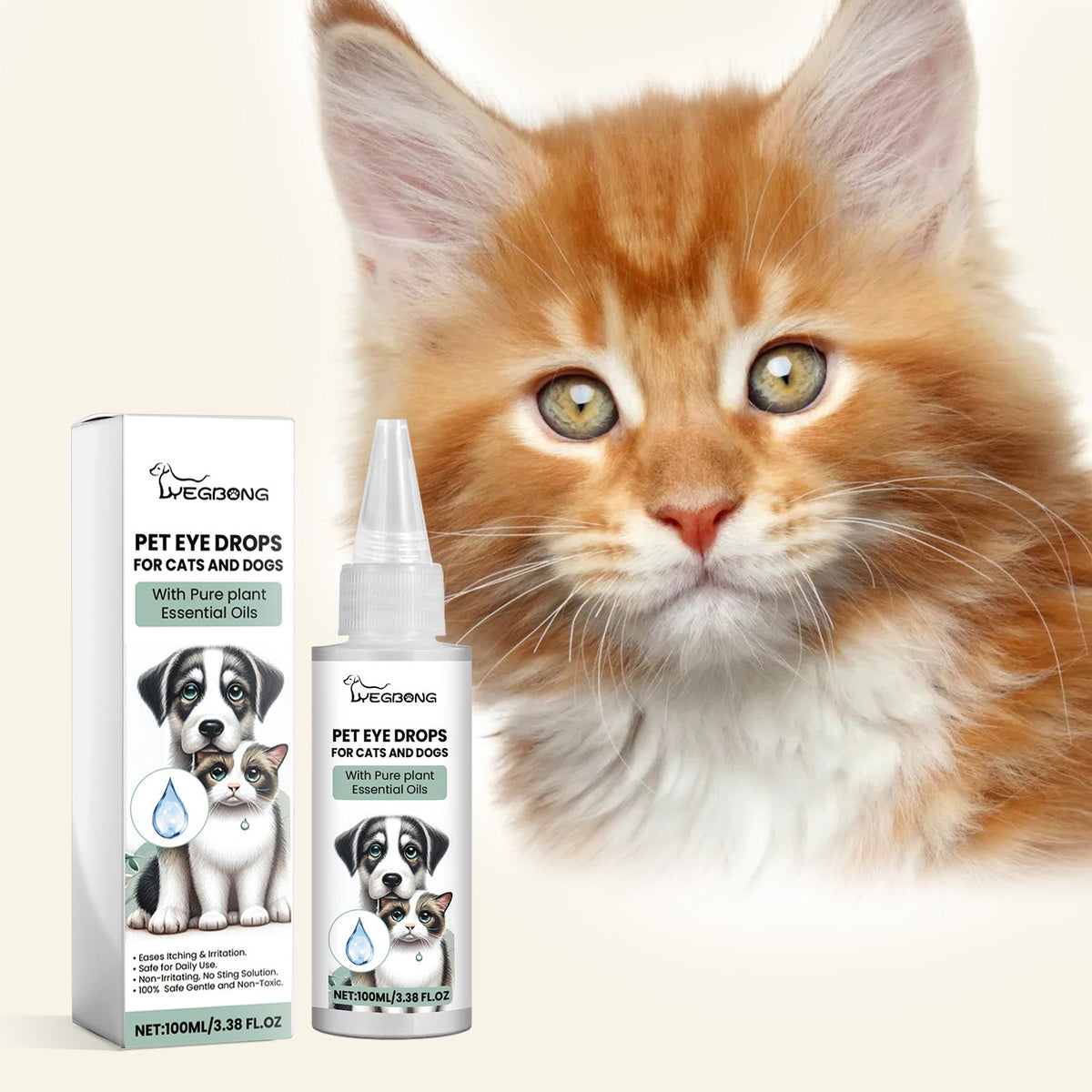 Pet Eye Drops For Dogs & Cats, Gentle Eye Cleaner With Honeysuckle Oil & Blueberry Extract, Soothes Irritation, Tear Stain Remover For Pet Daily Eye Care