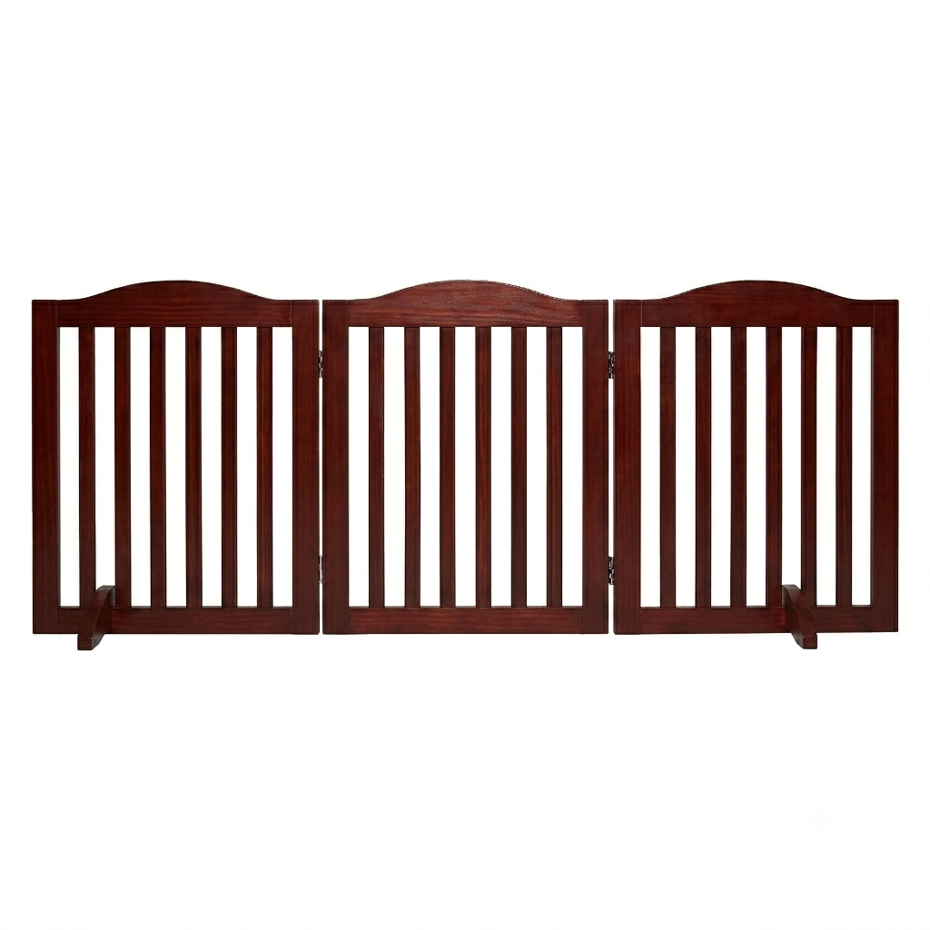 Wooden Freestanding Foldable Pet Gate for Dogs, 24 inch 3 Panels Step Over Fence, Dog Gate for The House, Doorway,