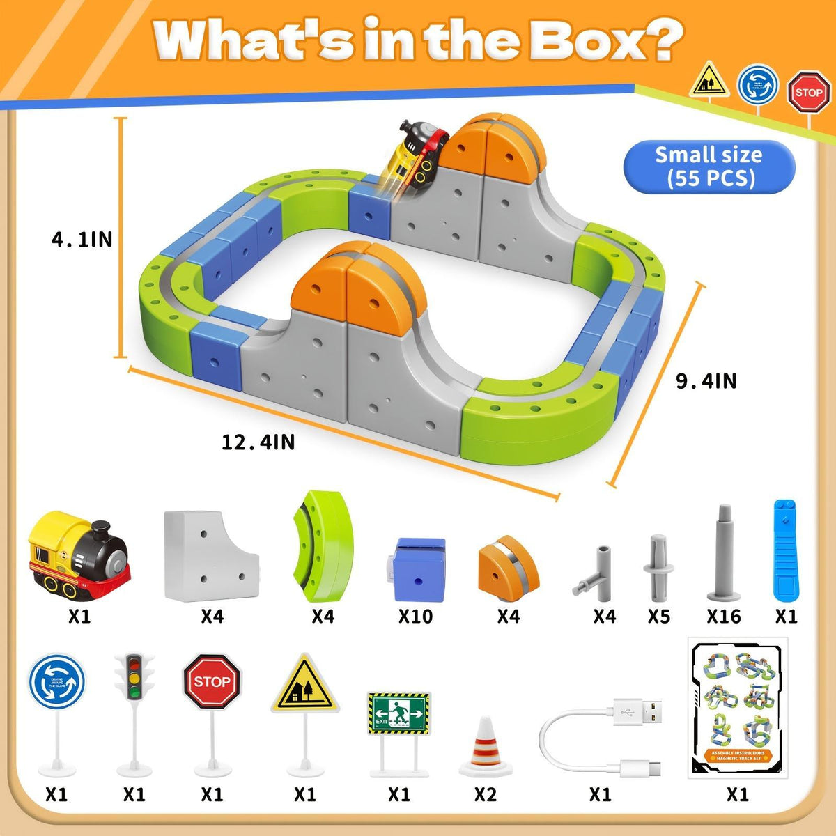 101-Piece Electric Train Track Toy Set Rechargeable Electric Train & DIY Assembly Track Kit  Creative Building Block Racing Track Suitable For Toddlers And Children Ages 3 And Up,Pickup Only