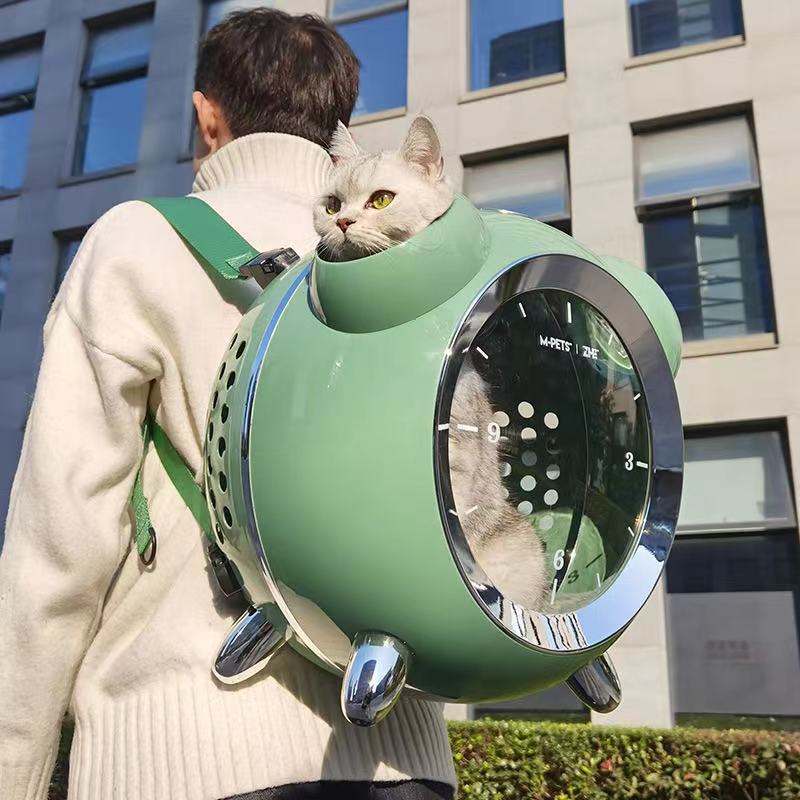 Alarm Clock Cat Bag Portable Space Pet Cabin For Outdoor Use
