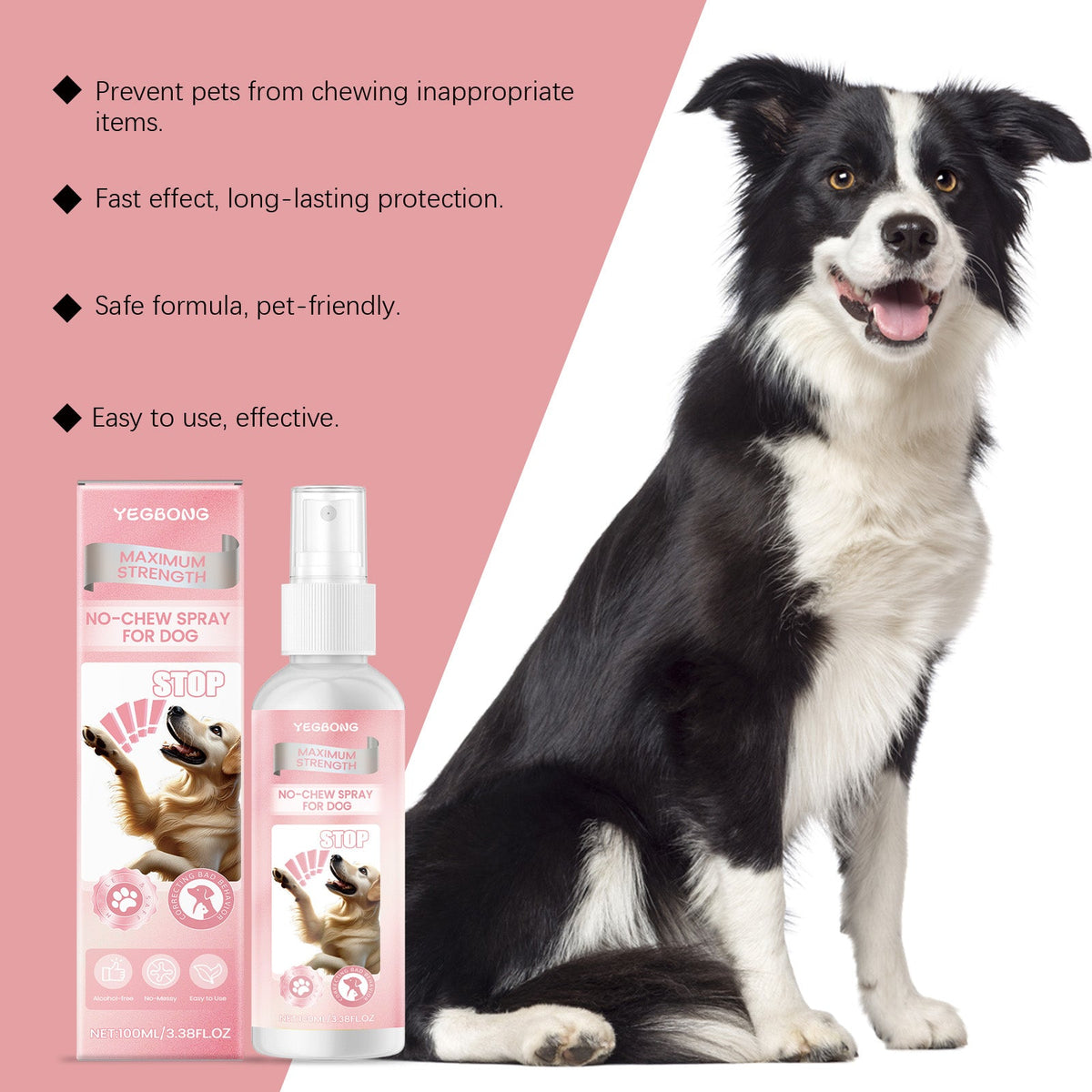 No Chew Spray For Dogs, Anti Chew Deterrent Spray To Stop Pets From Destroying Furniture, Safe With Glycerin & Mint Extract, 100ml