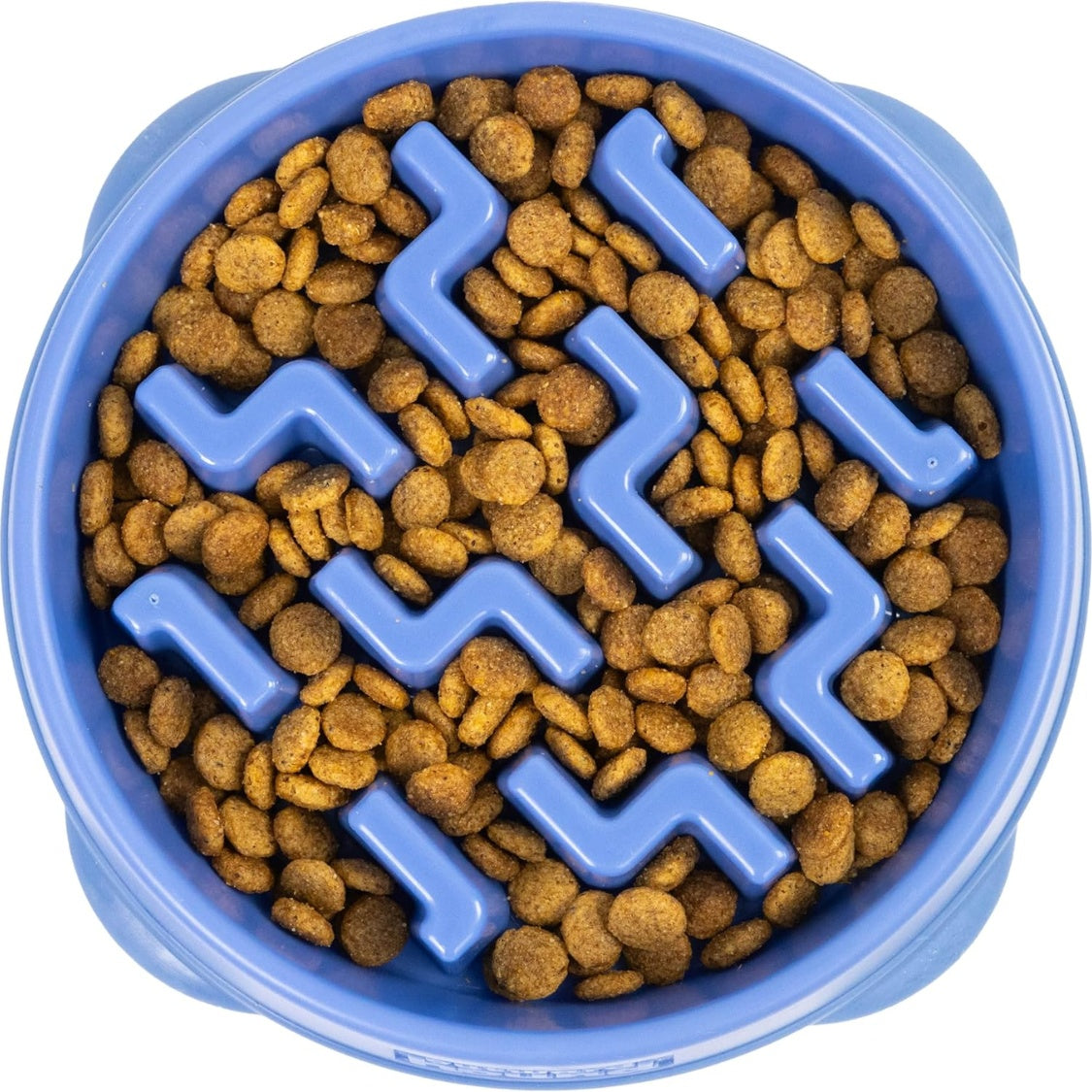 Feeder Slo Bowl  Medium 2Cup Capacity, Slow Feeding, Small To Medium Dogs  Cats, Non Slip, Blue, Notch Pattern