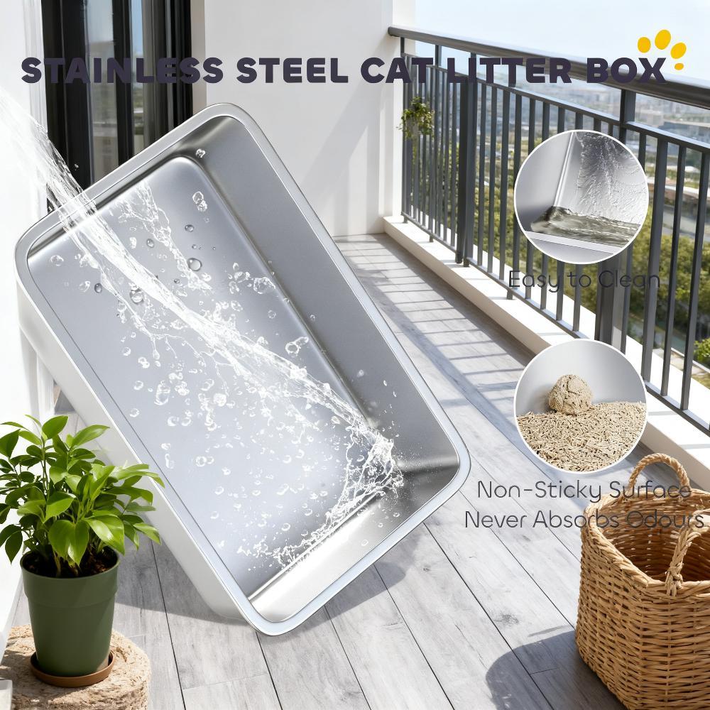 Cat Litter Box,Stainless Steel Litter Scoop