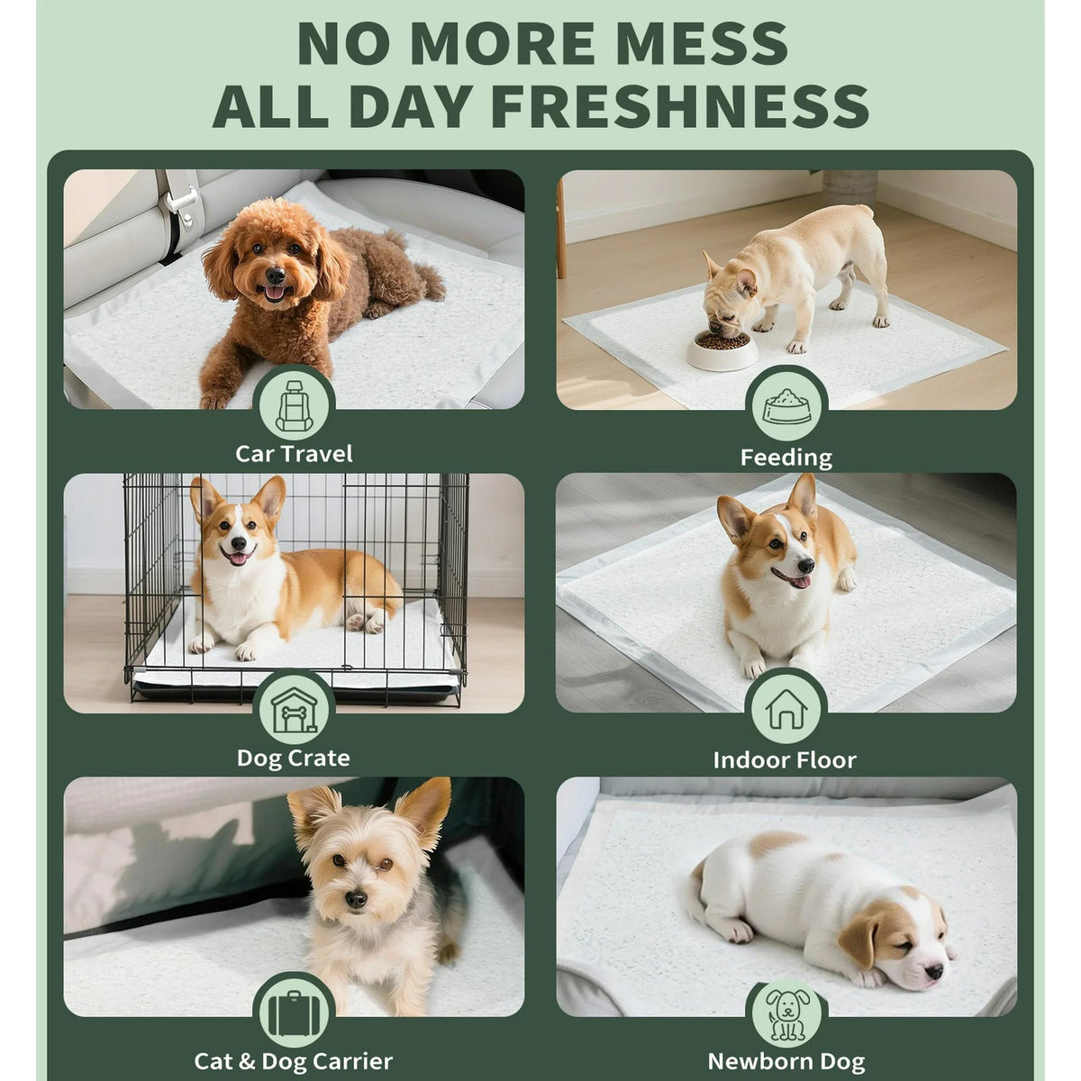 Maddie Puppy Pads - Leak-proof And Quick-drying Design, Suitable For Potty Training, 50 Pads Per Pack