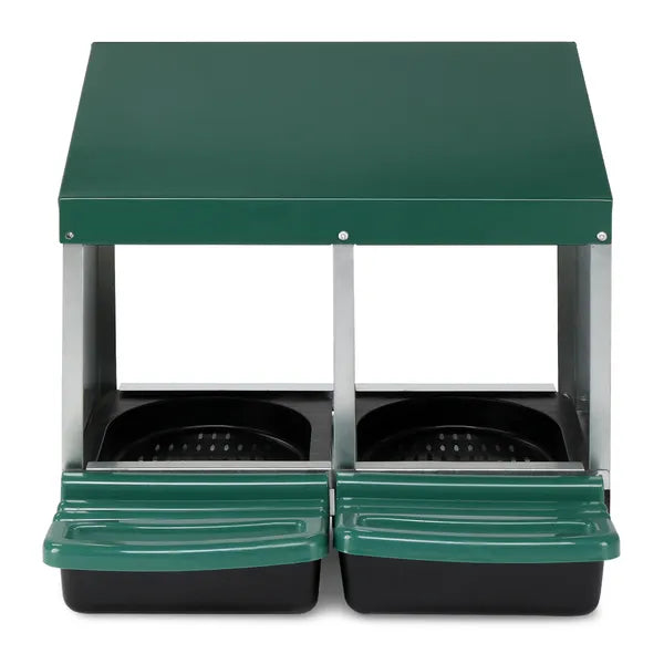 2 Compartment Roll Out Chicken Nesting Box With Plastic Basket, Egg Nest Box Chicken Laying Box Hens Chicken Coop Box, Green